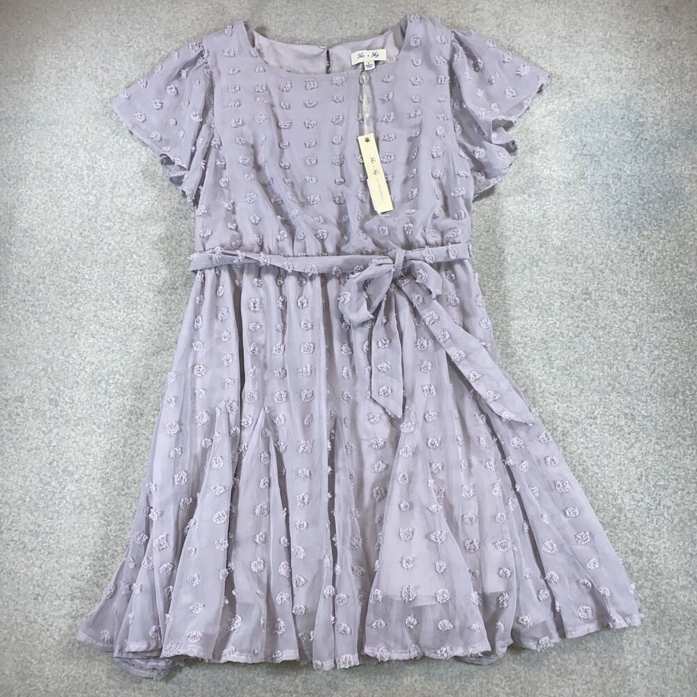Ladies Size Large She+Sky Lilac Dress NWT Cottagecore Coquette Dots